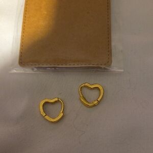 Gold Heart Shaped Hoop Earrings